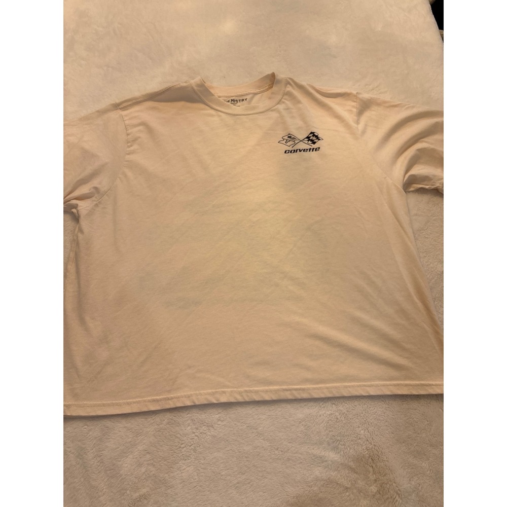 Chemistry Chevrolet Corvette Graphic T-Shirt Mens XL Cream 1974 Stingray Vintage